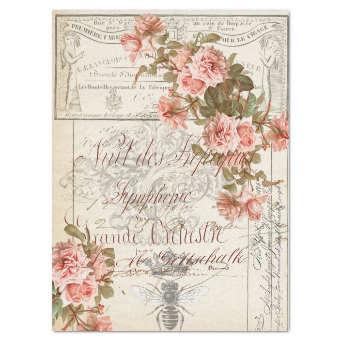 Floral Bee Ephemera | Decoupage Tissue – Piglet's Closet floral-bee-ephemera-decoupage-tissue-piglet-s-closet