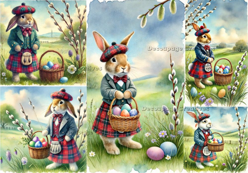 Scottish Rabbits | A4 Rice Paper – Piglet's Closet