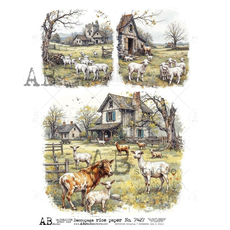 Farm Scenes #7427 | A4 Rice Paper – Piglet's Closet